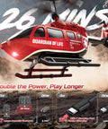 Rad Rescue RC Helicopter Toy With LED Lights And Altitude Hold flying in mountainous terrain with 26 mins flight time display