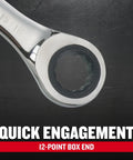 Ratcheting Wrench 15 16 Inch 12 Point Box End For Quick Engagement Knuckle Clearance SAE Tool With Corrosion Resistant Chrome Finish