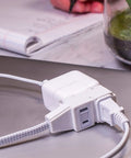 6 Foot Braided Extension Cord With 3 Outlets And 2 Prong Outlets Flat Plug Tangle Free Cable Perfect For Home Office Desk Setup
