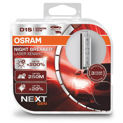 Night Breaker Laser D1S HID Xenon Bulb Next Generation 200 Percent Brighter Up To 250 Meter Long Beam Xenon Lighting Duo Box