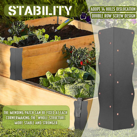 8-Pack Heavy-Duty Metal Corner Brackets For Raised Garden Beds 11x3x3 In L-Shaped Reinforced Connectors with screws on wooden bed
