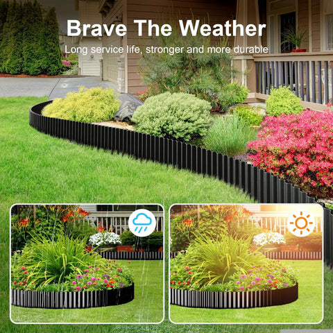 Heavy Duty Galvanized Garden Edge Border 6 Inch By 50 Foot Black Corrugated Lawn Edging For Flower Beds And Landscaping