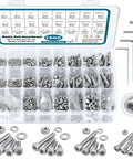1600 Pcs Metric Screw And Bolt Kit M2 M3 M4 M5 Stainless Steel set with hex socket screws, nuts, washers in plastic case