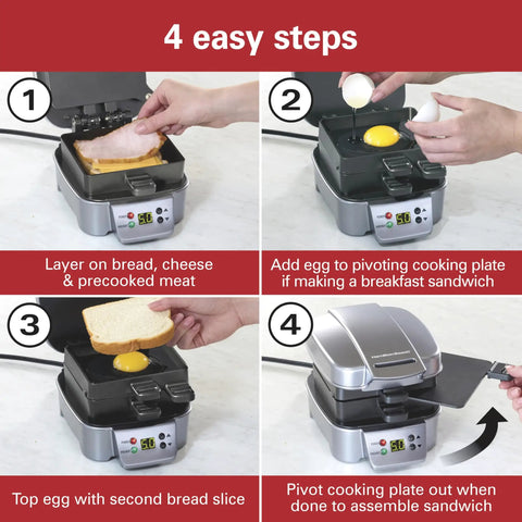 Step-by-step guide for Hamilton Beach Sandwich Stacker Toaster Oven Grilling Machine for homemade hot pizzas and more.