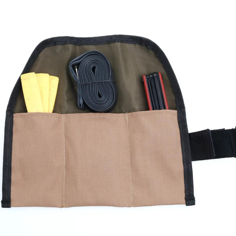 Interior of Blossom Roll Bike Saddle Bag With Three Tool Pockets And Repair Kit Organizer Water Resistant Cordura Fabric Lightweight