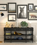 Industrial Glam Floor Lamp, A 65 Inch Tall Statement Light With A Black Metal Drum Shade And Gold Black Brass Finish