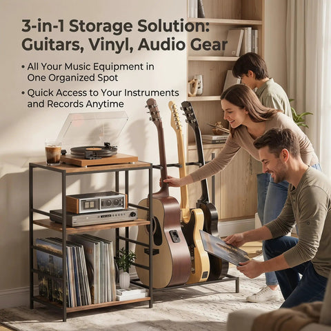 Guitar Stand For Multiple Guitars With 3 Tier Display Rack Holds Acoustic And Electric Guitars Bass Ukulele And More Great For Home Studio