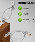 Anti Tip Furniture Anchors Set 24 Pieces Stainless Steel Wall Anchors For Baby Proofing And Home Safety on wood cabinet