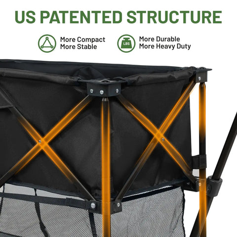 Close-up of Heavy Duty Folding Double Decker Wagon With Brakes, showing patented structure and durable frame design.