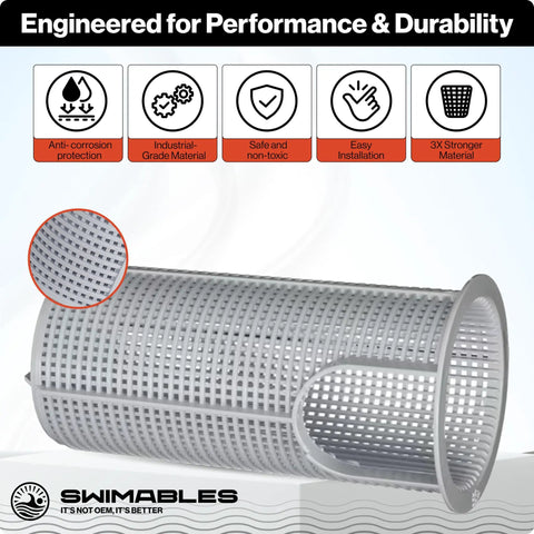 SPX2800M Pool Pump Basket Replacement For Max Flo SP1800 And SP2800 filter strainer with mesh detail, above-ground pool use