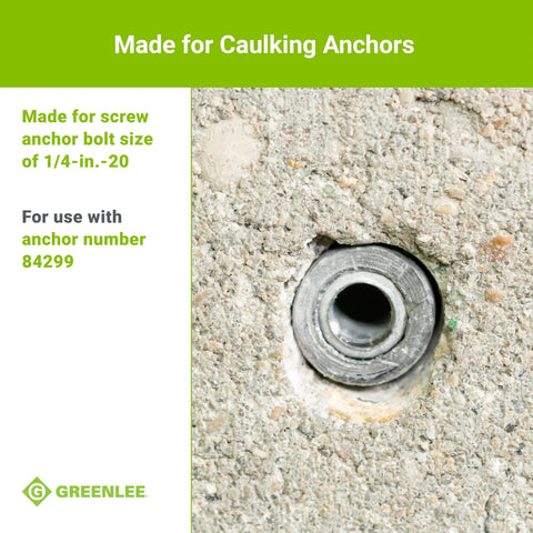 Heavy-Duty Screw Anchor Expander For Caulking Anchors 1/4-20 Size set in masonry surface, focus on anchor hole.