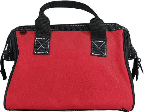 Red 12 Inch Contractor Multi Purpose Water Resistant Tool Bag With Pro Grade Bartec Stitching Reinforced Construction