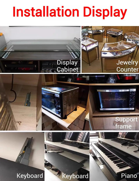 Soft Close Undermount Drawer Slides 8 To 30 Inch Full Extension With Lock, Heavy Duty 60Kg Capacity, Nearly Invisible Rails For Smooth Quiet Operation, Ideal For Cabinets And Pianos And Other Furniture Upgrades. Installed in display cabinet, jewelry counter, keyboard, and piano drawers.