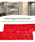 Red stamp mat with handles for concrete projects showcasing seamless granite and slate texture for decor and landscaping.