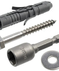 Nylon Dowel Kit With 8 Tough 10X50 Dowels, 8 Stainless Steel A2 6X50 Bottom Screws, and Washer