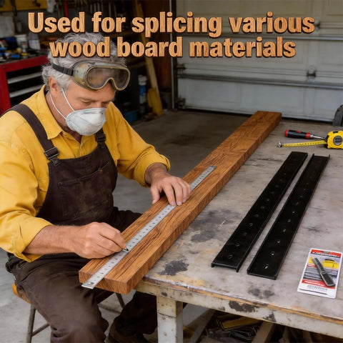 Badass Heavy Duty C Channel Steel Braces For Live Edge Tabletop Slabs displayed on workbench; 40 Inch steel brackets for wood splicing.