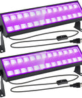 Upgraded 100W Black Light Bar 2 Pack With 104 LEDs Switch Plug And 5 Foot Cable Wide 120 Degree Beam for parties