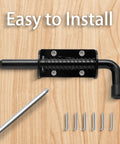Rock Solid Spring Loaded Gate Latch Pin Pair Premium Stainless Steel Barrel Bolt Door Hardware with installation screws on wood.