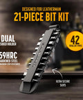 22 Piece Double Sided Bit Kit Workhorse With Flat End Ratchet Driver For Multitools Pro Grade 59HRC S2 Steel Bits Black