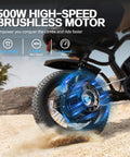 Close-up of a Mountain Electric Bike For Adults With 16 Inch Fat Tire Wider Seat 800W Peak Motor Removable Battery Front Suspension Fork