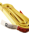 Yellow nylon lifting sling, 1 in x 6 ft, 2-ply flat-eye Type 3, USA-made Chenango Supply.