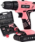 Pink 21V Cordless Drill Driver Set With Three Eighth Inch Keyless Chuck Two 1.5Ah Batteries And Charger Variable Speed 0 To 1350 RPM DIY Home Projects And Everyday Quick Fixes