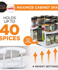 Two Tier Spice Spinner Organizer With Dual Spin Turntables Go To Cabinet Space Saver with 40 spice capacity and height settings