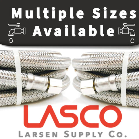 Braided Stainless Steel Ice Maker Water Line 12 Inch With One Quarter Inch Female Compression Ends