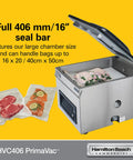 Built Tough Commercial Chamber Vacuum Sealer Cranks Out Double Bags At Lightning Speed With 16 Inch Seal Bar and NSF JetAire Pump.