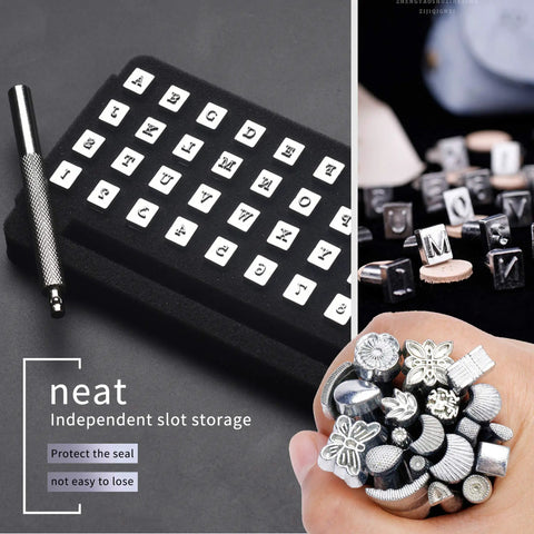 65 Piece Leather Craft Tools Kit With Stamping Punches and Pattern Alphabet Set for DIY Saddle Making Projects