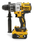 Heavy And Dependable 20V Max Lithium Ion Brushless Hammer Drill Kit With Kickass Performance And Smooth Three Speed Options Featuring Rock Solid Half Inch Ratcheting Metal Chuck For All Day Run Time, side view.