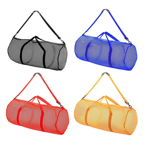 Four color options of Large Capacity Mesh Duffel Gear Bag For Scuba Diving Snorkeling Equipment And Football Gear Tear Resistant Travel Tote