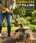 Cordless Tiller With 48 Steel Tines, 9 Inch Tilling Width And 6.7 Inch Depth, Lightweight for Lawn Soil Prep and Weeding