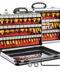 Router Bit Set For Woodworking With One Quarter Inch Shank 35 Piece Kit Pro Grade Durable Steel Bits in open case