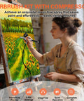 Artist using Airbrush Kit With Compact Compressor, 22/30/50 PSI Adjustable Spray Pressure on sunflower painting