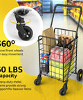 Space Savvy Shopping Cart With 360 Degree Swivel Wheels Foldable And Lightweight For Groceries Laundry And More Portable Utility Cart