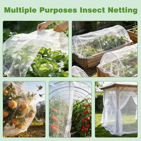 Lightweight Reusable Garden Netting Pest Barrier 10x50 Ft Insect Mesh Pro Grade for raised beds and fruit trees.
