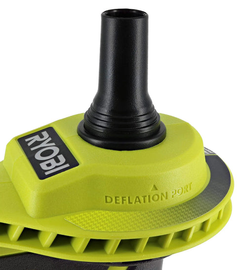 Top view of 18V One Plus High Volume Power Inflator And Deflator For Mattresses And Recreational Inflatables with deflation port