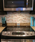 Kitchen with Beachy Coastal Vibe Tile With Real Seashells Inside Conch Inlay Lake Green Crystal Glass And White Stone Mosaic backsplash