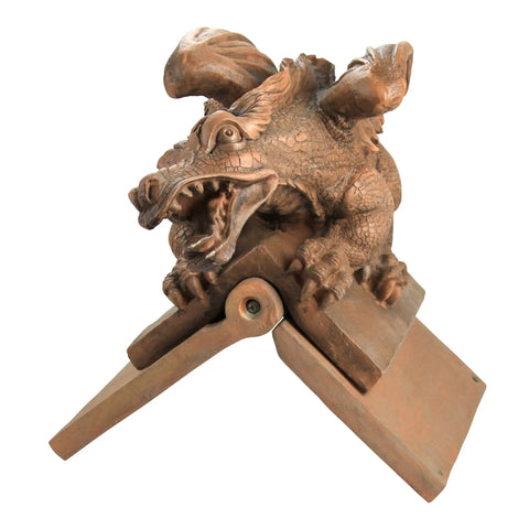 Winged Dragon Roof Cresting Sculpture In Terra Cotta, Hand Cast Stone Resin Ornament For Roofline Or Garden on roof peak