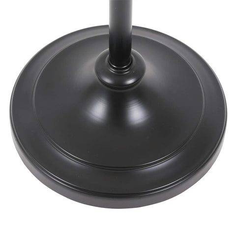 Base of Sweet Matte Black Steel Pharmacy Floor Lamp Featuring Matching Metal Shade And Easy Rotary Switch Ideal For Brightening Up Your Living Room Office Or Cozy Reading Nook With Vintage Meets Modern Vibes.