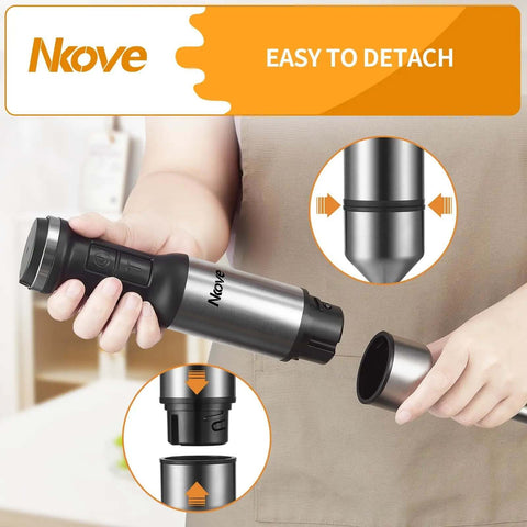 Workhorse 800 Watt Corded Handheld Stick Blender With Five Piece Kitchen Bundle showcasing easy detachment feature.
