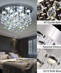Awesome Sparkly 20 Inch Modern Round Crystal Raindrop Flush Mount Ceiling Light With Nine Dimmable Lights in bedroom view