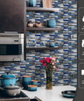 DIY Friendly Peel And Stick Kitchen Backsplash Tiles 12x12 Inch Marble Brown 3D Self Adhesive Wall Tiles with kitchen decor