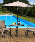 Outdoor Glider Chairs Set Of 2 With Sturdy Metal Frame And Breathable Mesh by poolside with table and umbrella