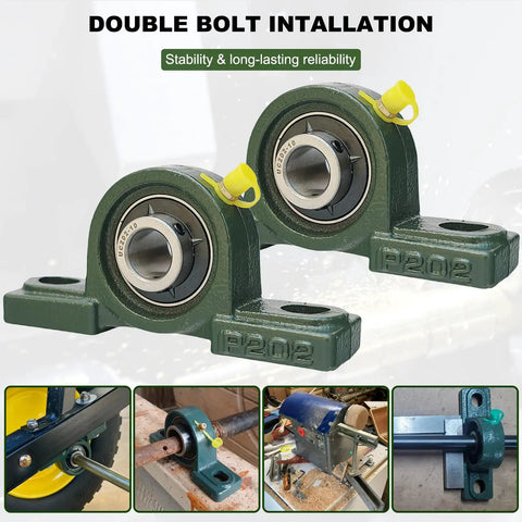 2 Pack UCP202-10 Pillow Block Bearings 5 8 Inch Bore self aligning mounted housings with double bolt installation.