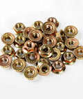 Anti Loosening Serrated Hex Flange Lock Nuts M10 x 1.5mm Full Thread Yellow Zinc Plated 21mm Flange Heavy Duty 15mm Nut 20 Piece Value Pack