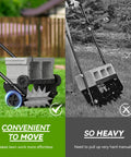18 Inch Heavy Duty Push Spike Lawn Aerator With Four Wheels Steel Handle Foam Armrests Manual Aerator For Easy Lawn Garden And Yard Care Star Shaped 8 Inch Spikes With Shims For Deep Soil Penetration comparison image