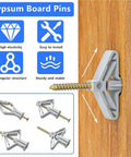 Self Drilling Drywall Anchors Kit With 100 Pieces Plastic Nylon Anchors And Yellow Zinc Plated Carbon Steel Screws No Pre Drill Install Easy Wall Mounts Durable Heavy Duty Fasteners For Home And Office DIY Projects, gray drywall anchor installed in wood paneling