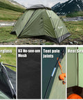 2 Person Ultralight Backpacking Tent For Camping With Waterproof Windproof Build Two Doors Easy Quick Setup Lightweight Instant Tent For 3 Season Outdoor Hiking And Backcountry Trips shown pitched on a grassy field.